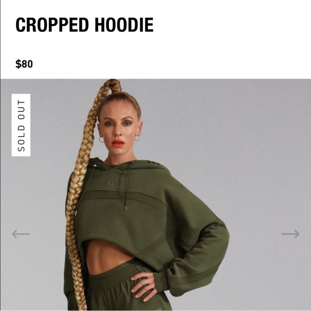 IVY PARK CROPPED HOODIE FOREST GREEN IVY PARK PELOTON SIZE L SOLD OUT